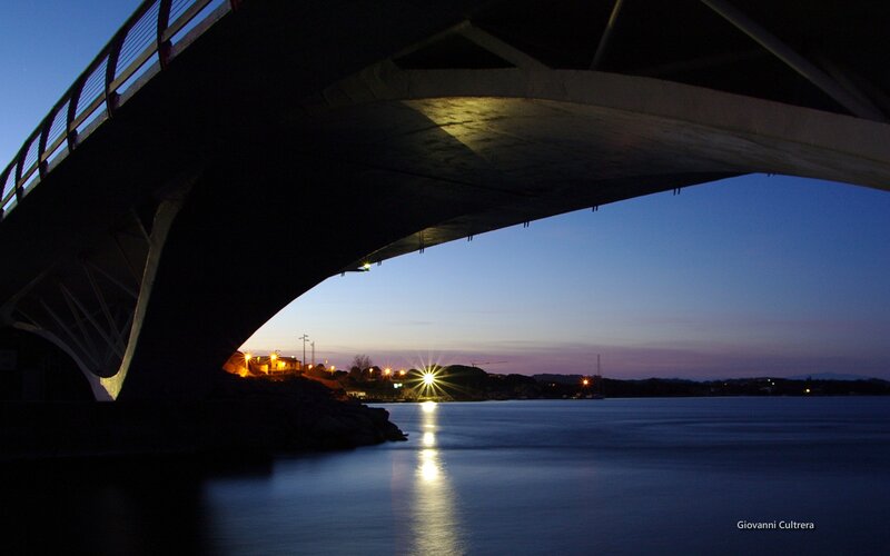 Bridge Underpass at Dusk — Blue, Serene
