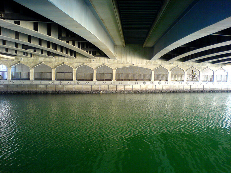 Bridge Underpass with Water — Green