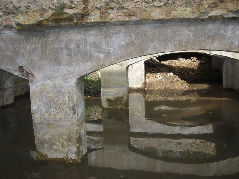 Bridge underpass with water