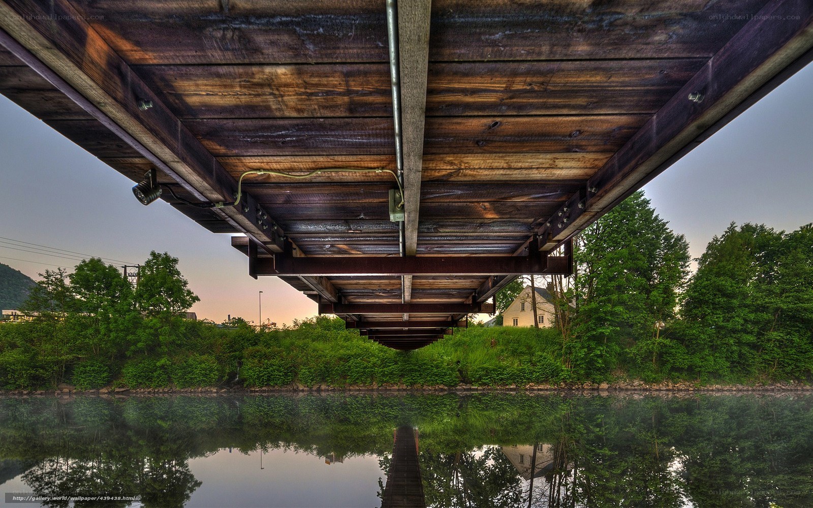 Bridge underside over river