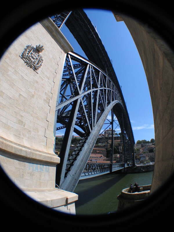Bridge view through a porthole