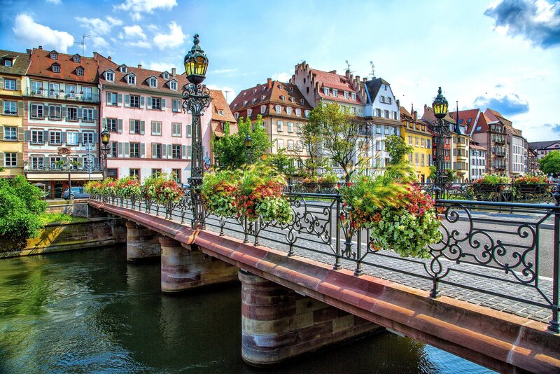Bridge with Flower Baskets