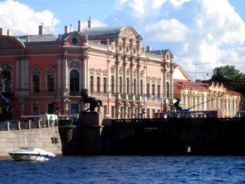 Bridge with historic building in St. Petersburg
