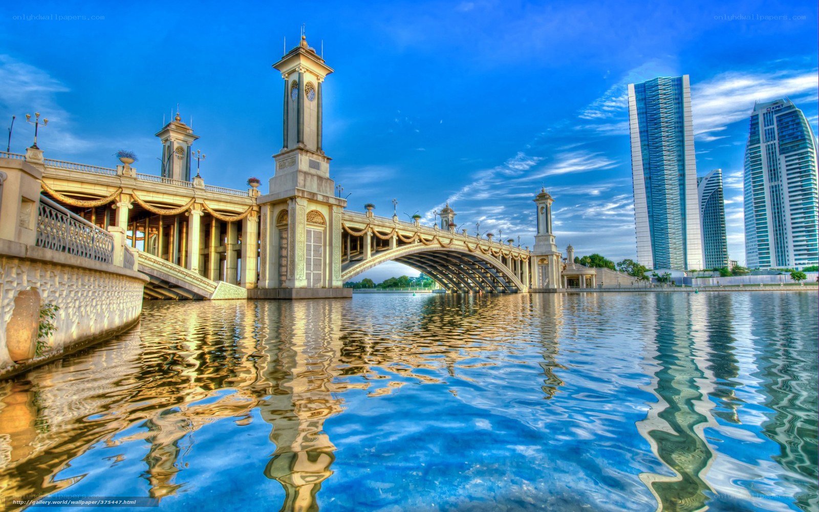 Bridge with modern skyscrapers