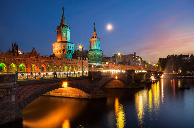 Bridge with Towers at Night