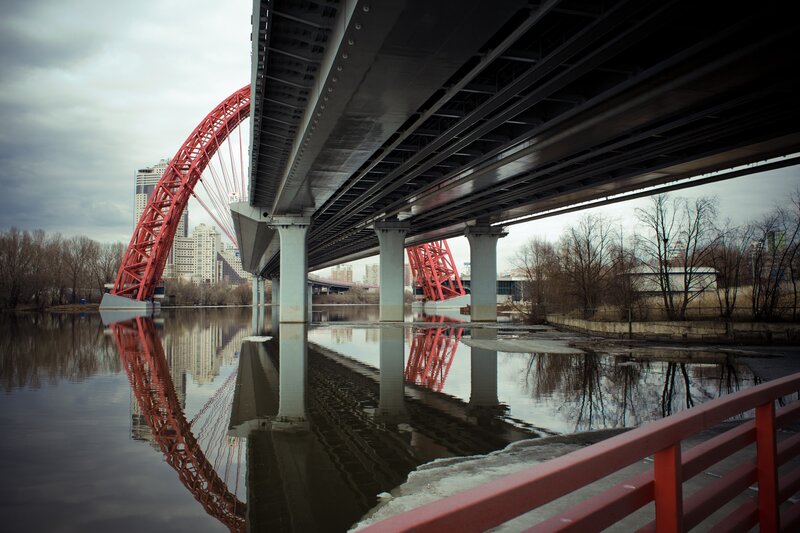 Bridges reflected in river
