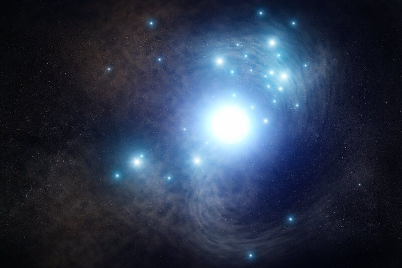 Bright Star in Nebula — Blue, Cosmic