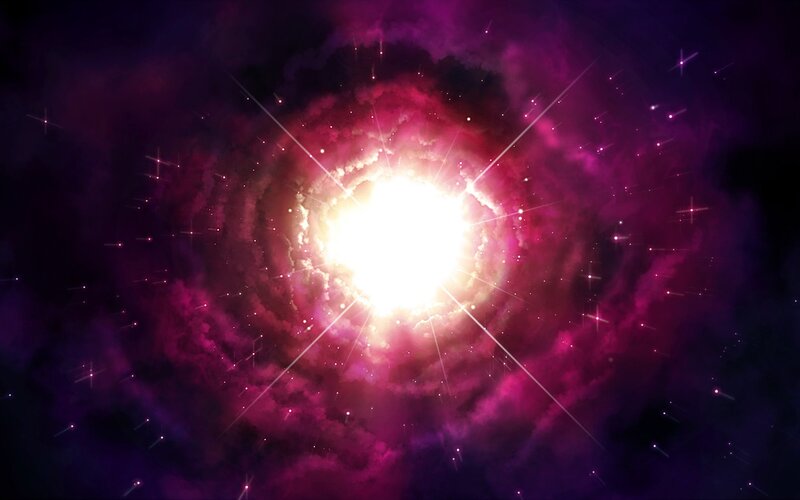 Bright Star in Nebula — Purple, Dramatic, Digital Art