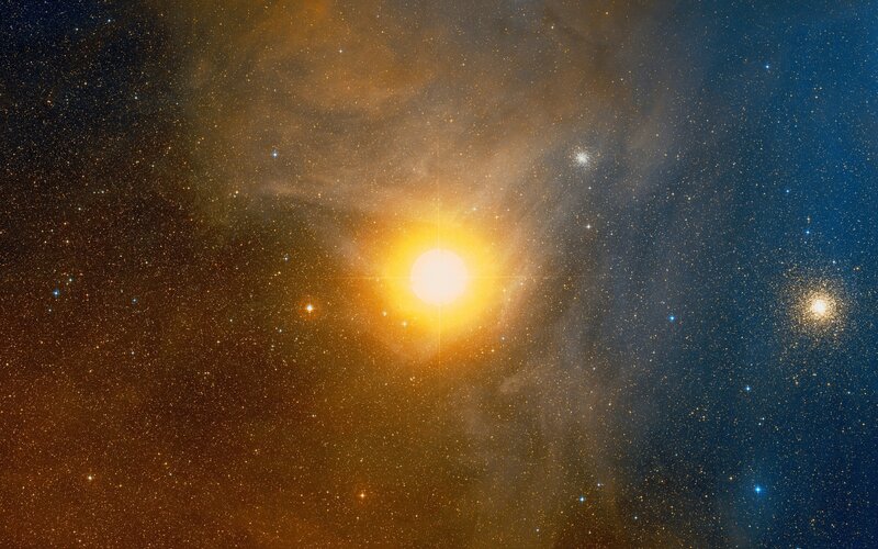 Bright Star in Nebula — Yellow