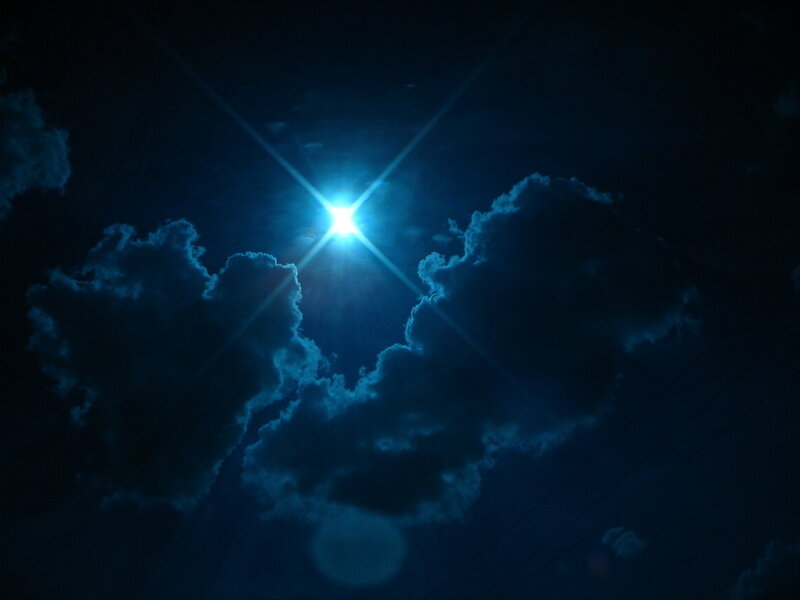 Bright Star in Night Sky — Blue