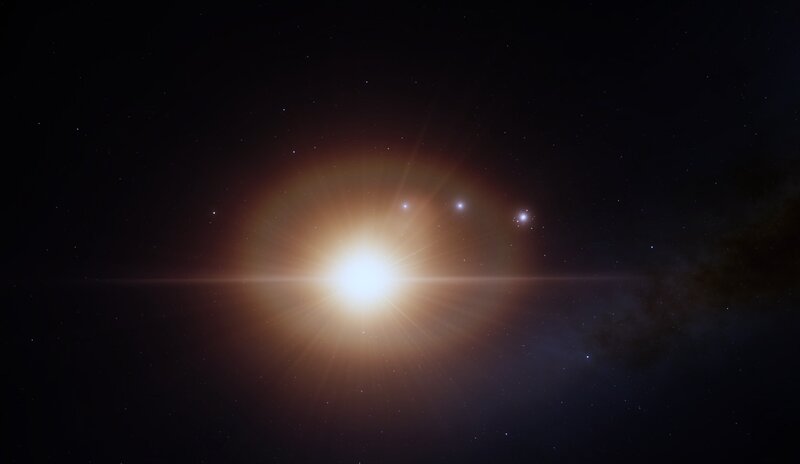 Bright Star in Space — Black, Serene, Night, 3d Render
