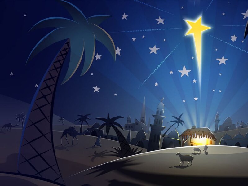 Bright Star over Village — Blue