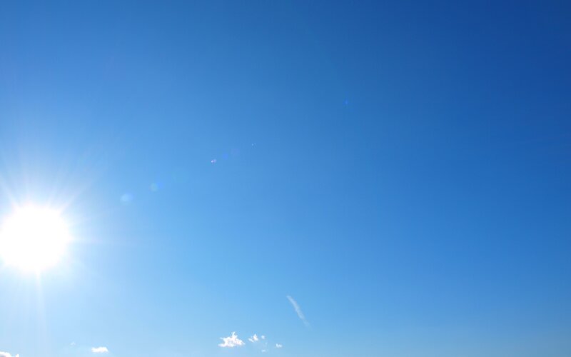 bright sun in blue sky