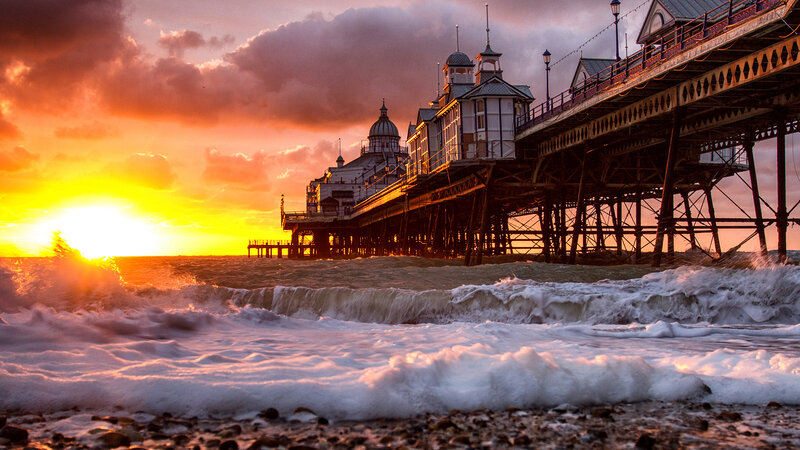 Brighton Pier at Sunset — Orange, Dramatic