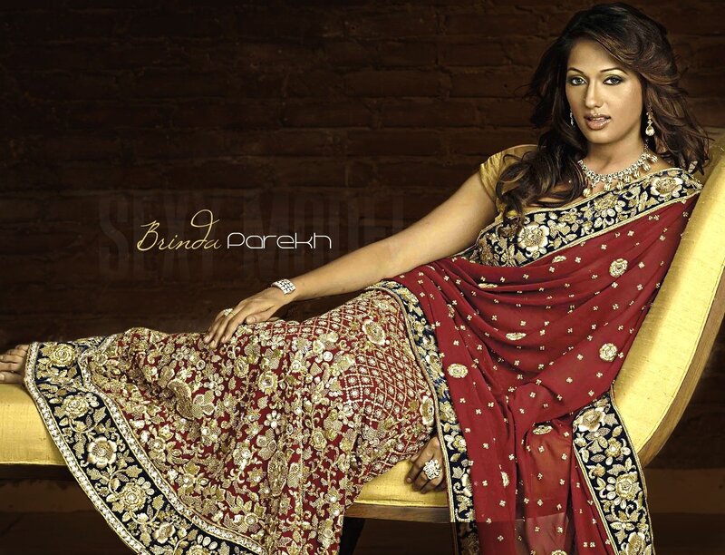 Brinda Parekh in a red sari