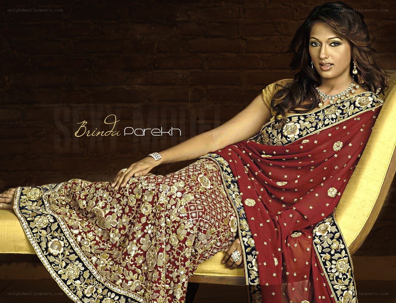 Brinda Parekh in a red sari