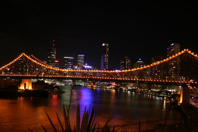 Brisbane at night with bridge