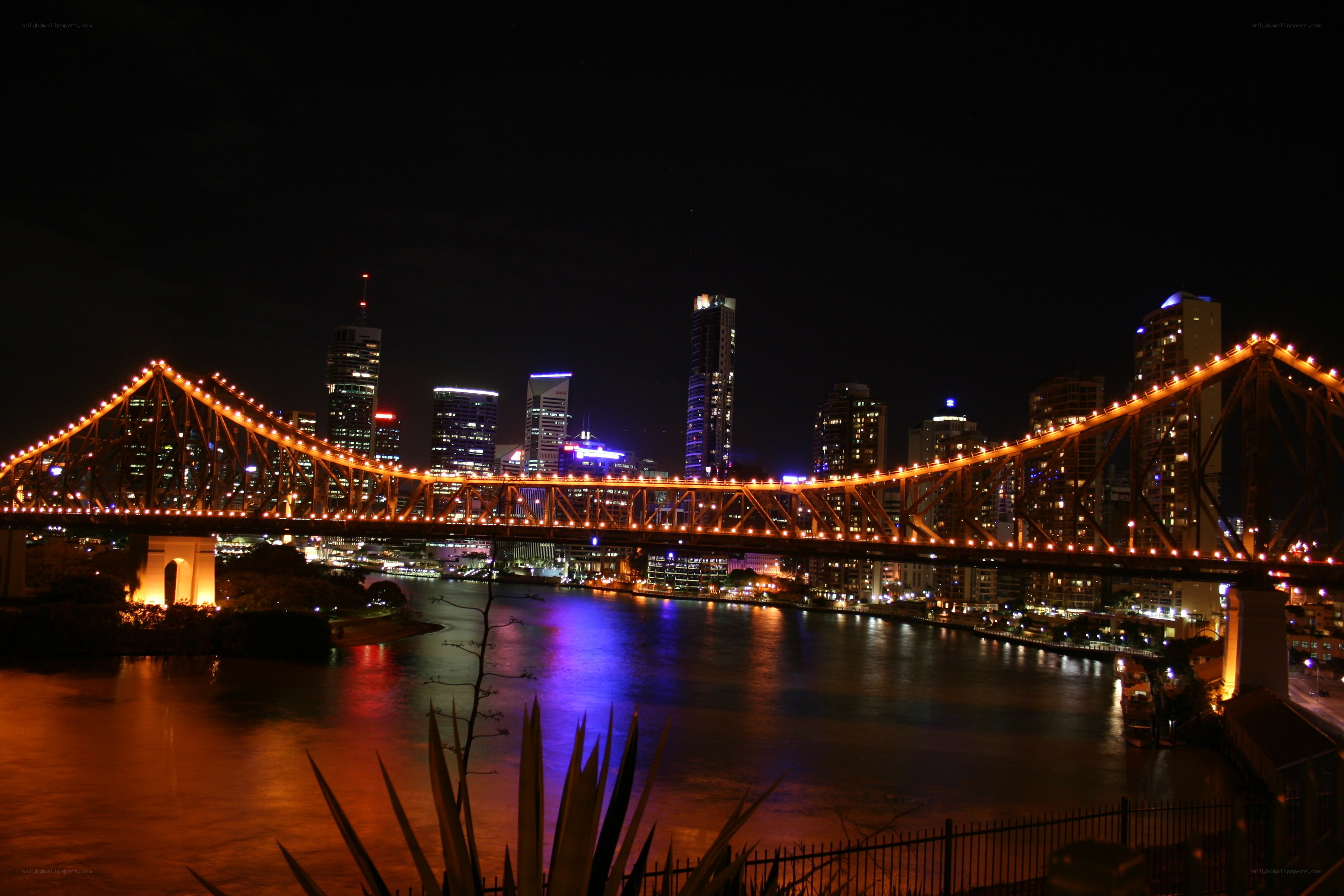 Brisbane at night with bridge