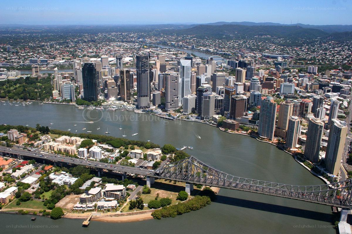 Brisbane city skyline aerial view