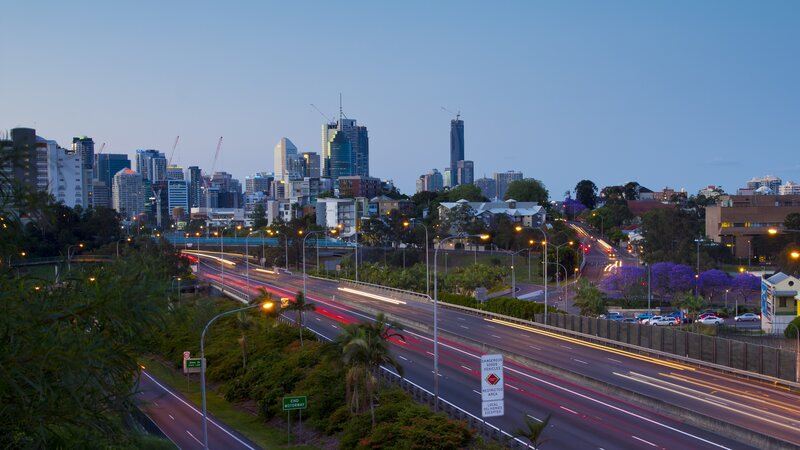 Brisbane city skyline at dusk