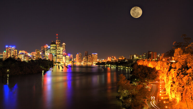 Brisbane city skyline at night