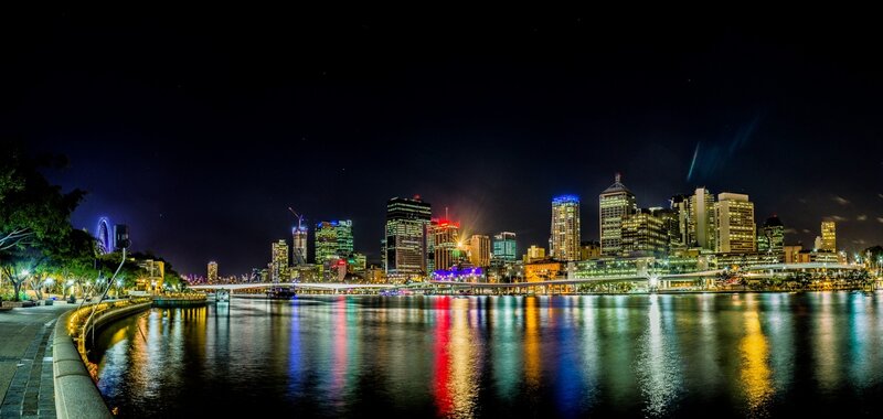 Brisbane City Skyline — Black, Calm, Night