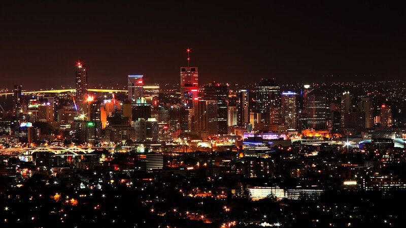 Brisbane City Skyline — Black, Dramatic, Night, Photograph