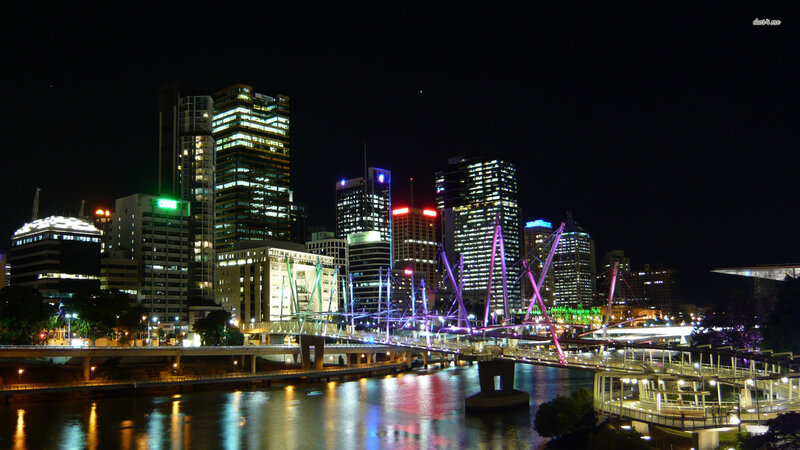 Brisbane City Skyline — Black, Dramatic, Night