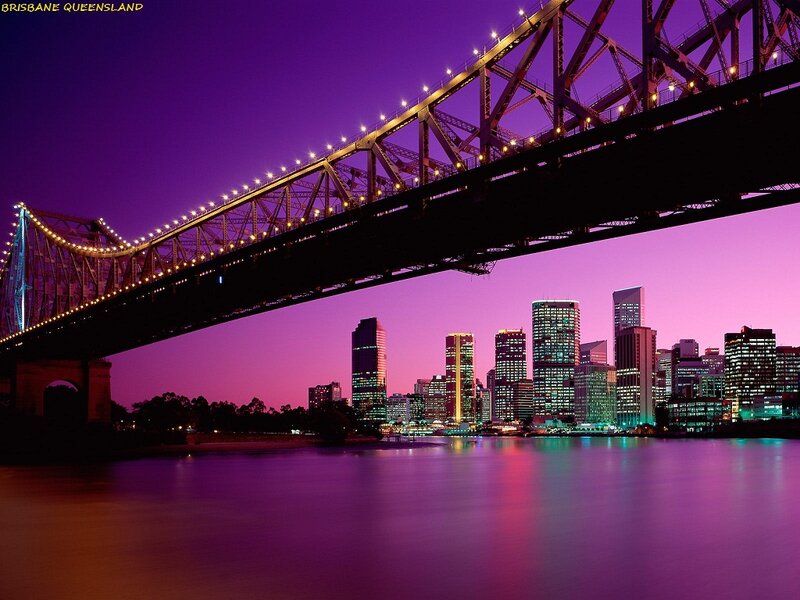 Brisbane City Skyline — Purple