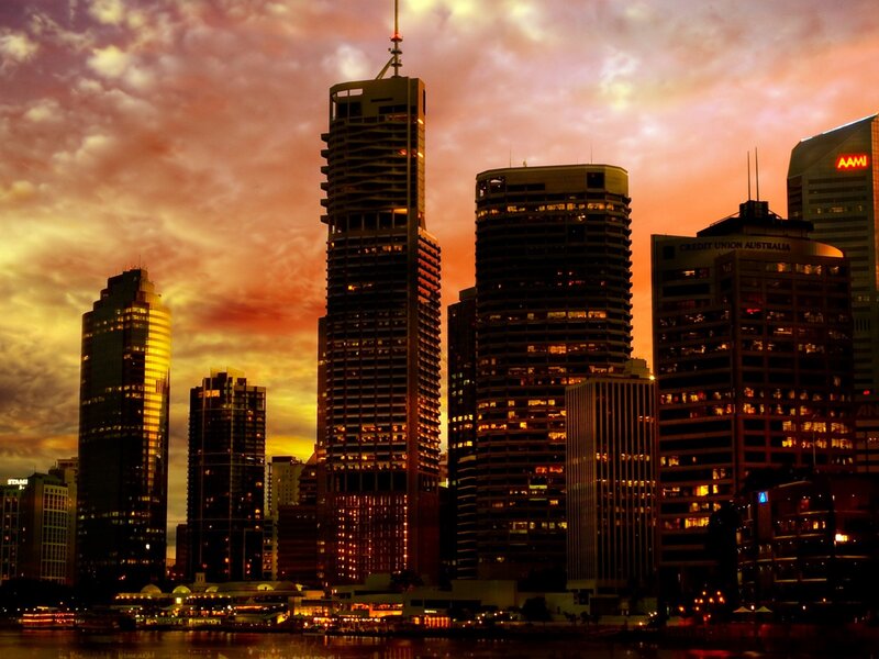 Brisbane Skyline at Dusk — Orange