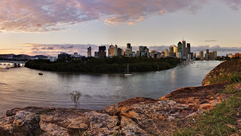 Brisbane skyline at sunset