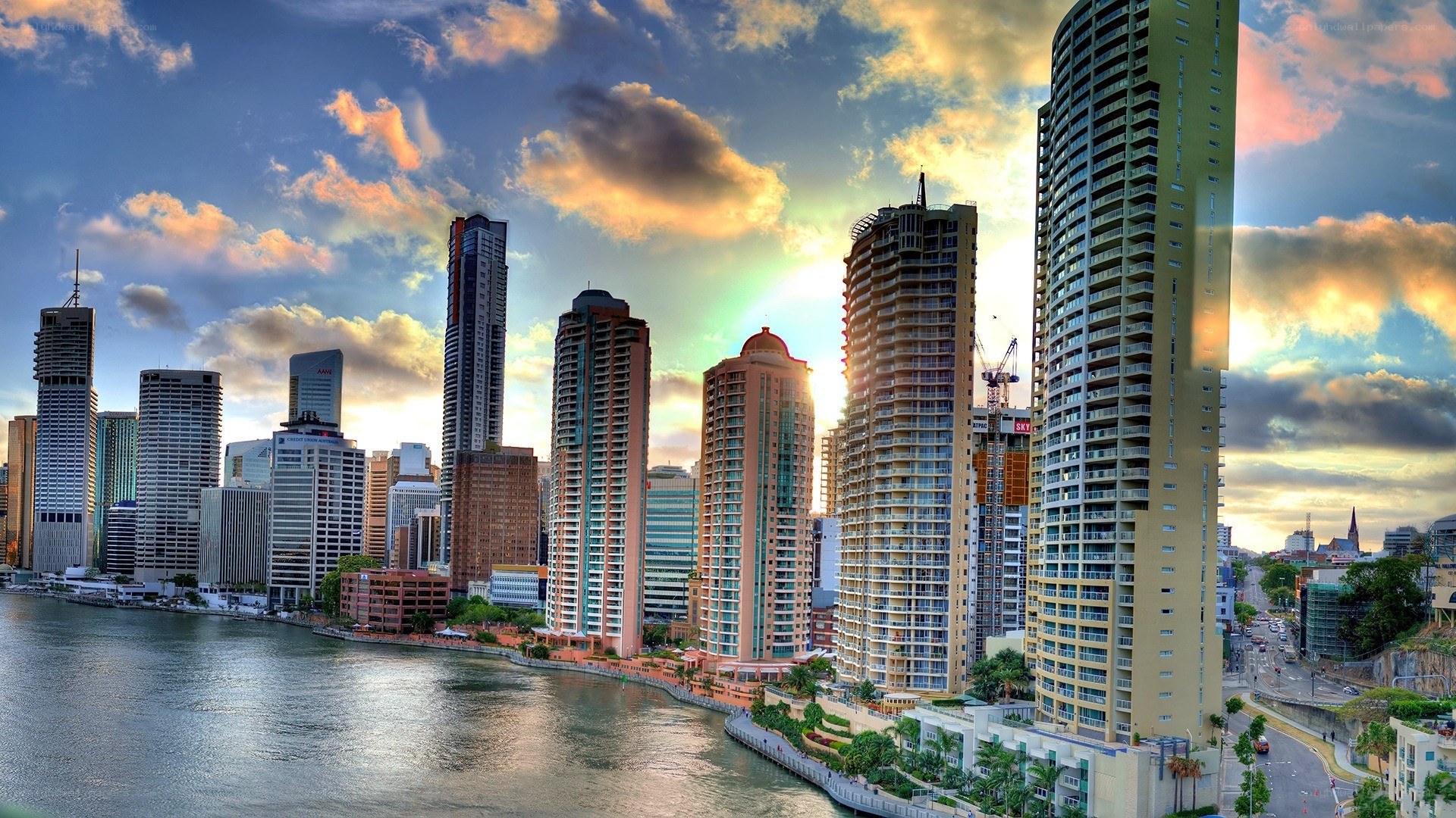 Brisbane skyline at sunset