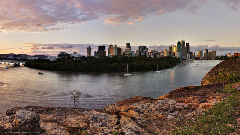 Brisbane skyline at sunset