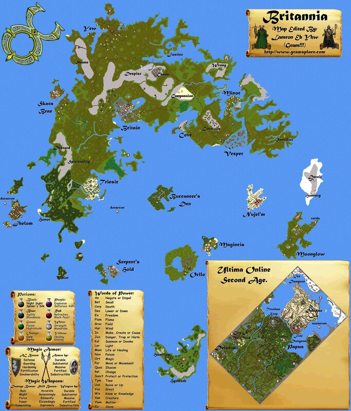 Britannia map from Ultima Online