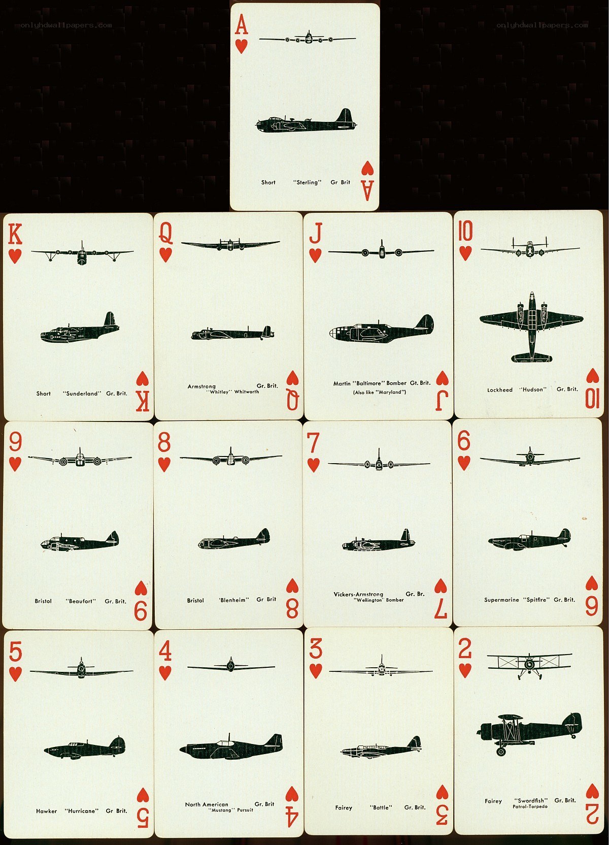 British aircraft playing cards