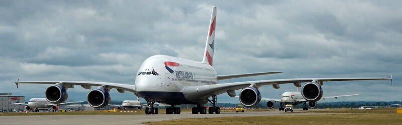 British Airways A380 — White, Overcast