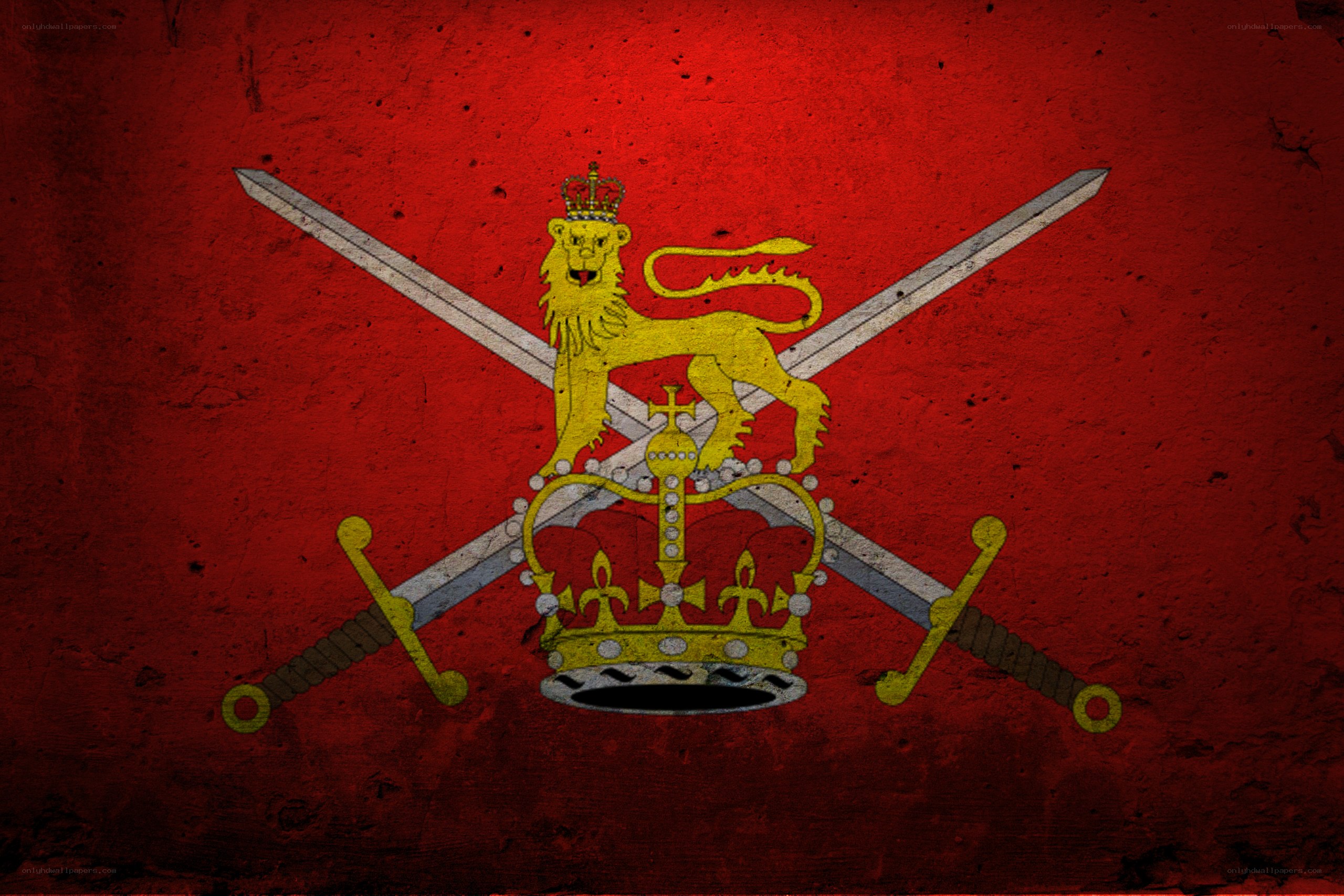 British Army insignia on red