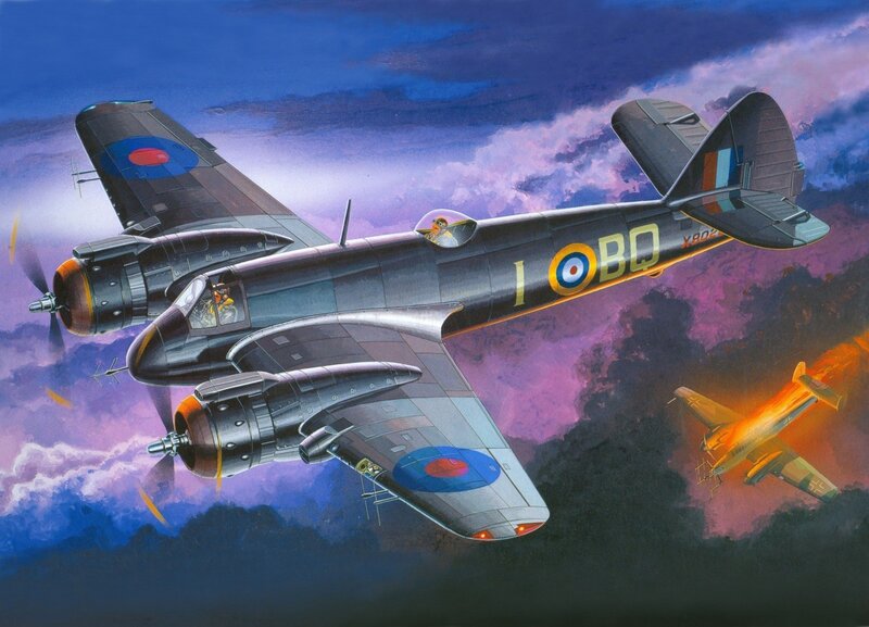British Fighter Plane — Blue, Dramatic