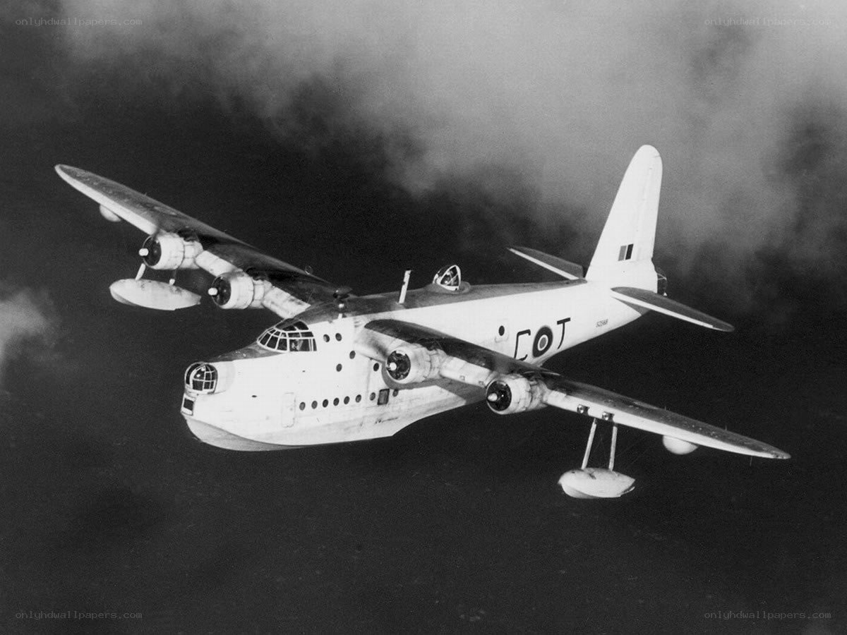 British flying boat in flight