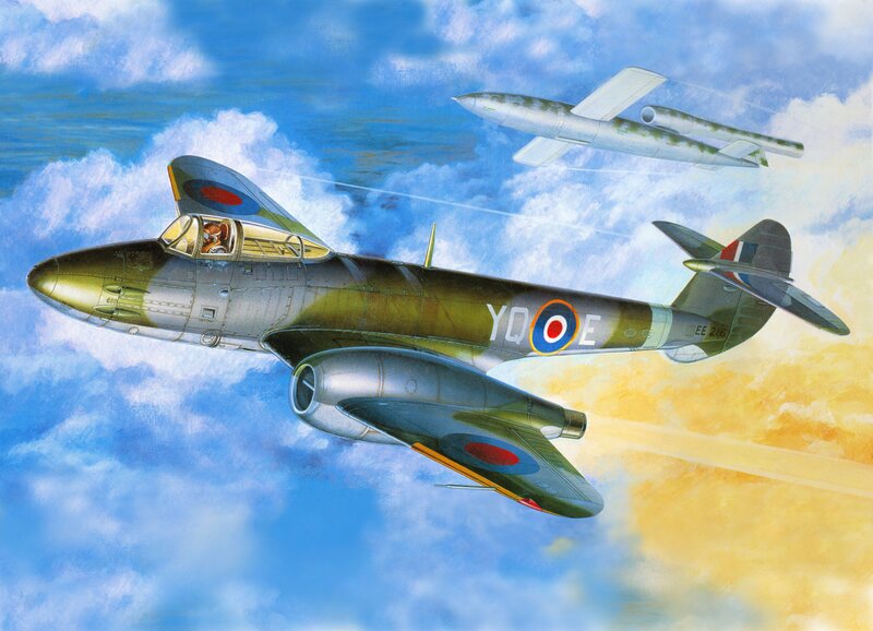 British Jet Fighter — Blue, Dramatic
