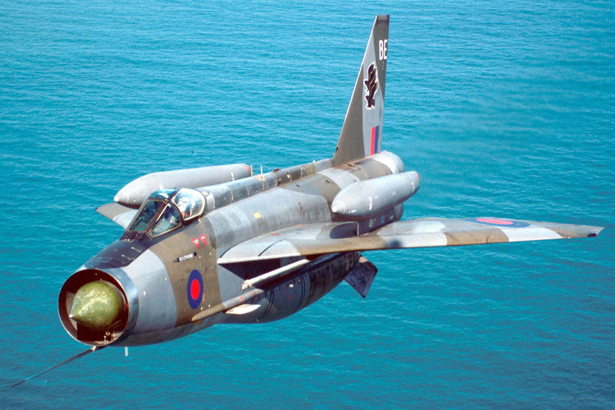 British jet flying over ocean