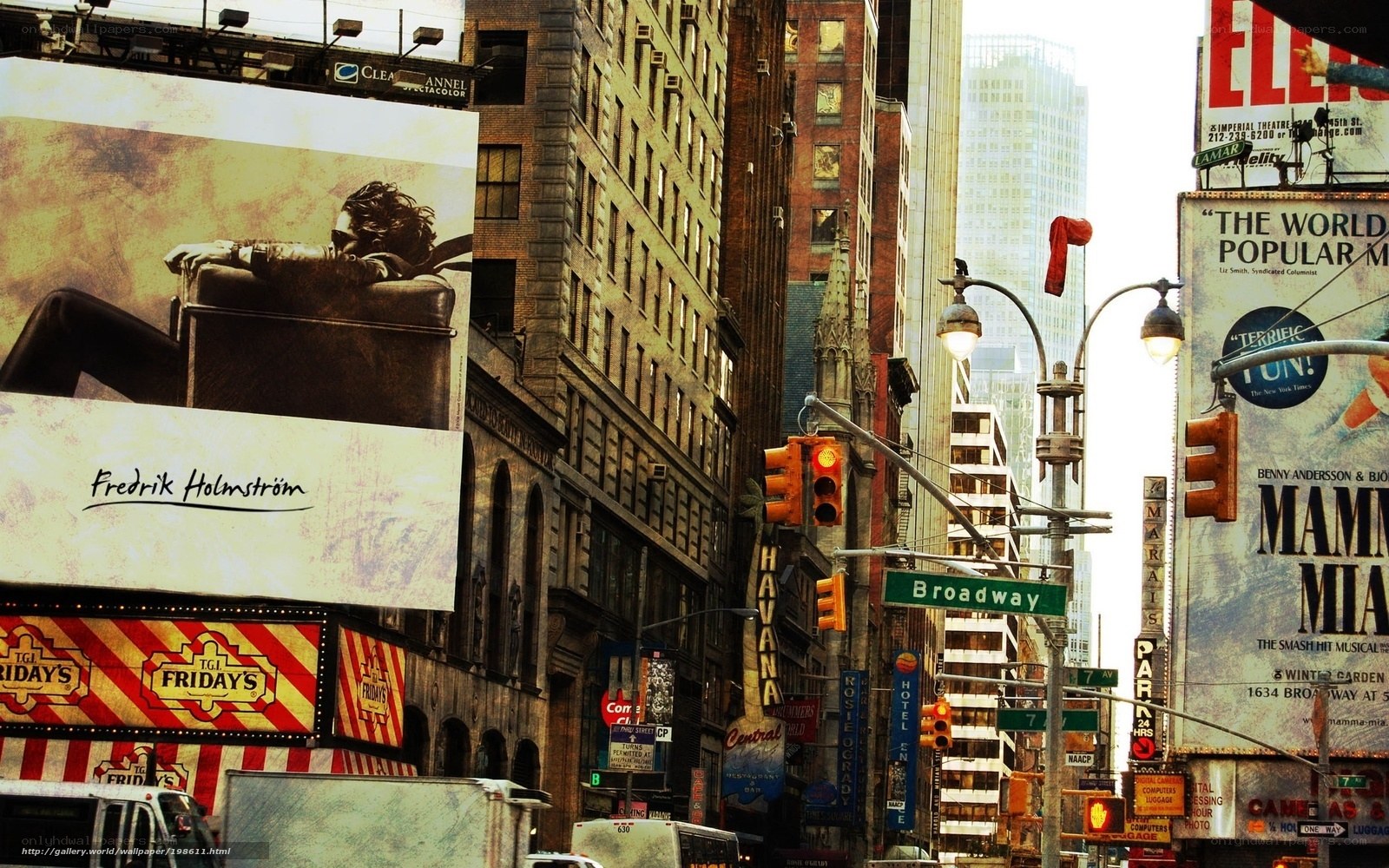 Broadway billboards and cityscape