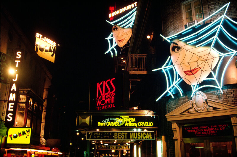 Broadway theater at night