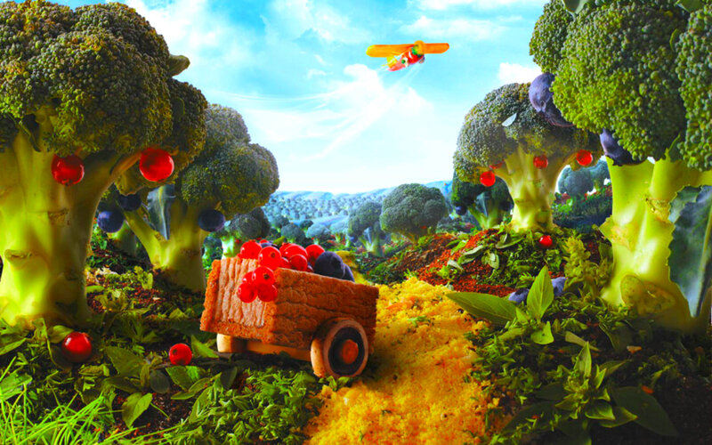 Broccoli Trees with Fruit Cart