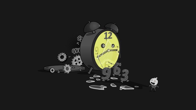 Broken alarm clock cartoon