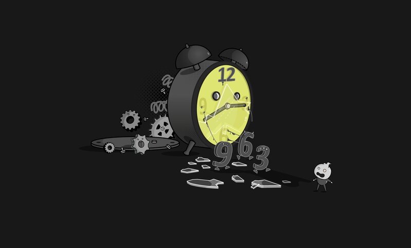 Broken alarm clock cartoon