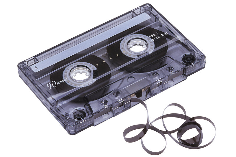 broken audio cassette tape
