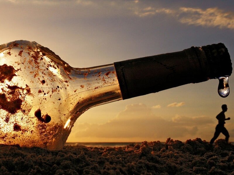 Broken Bottle on Beach — Gold