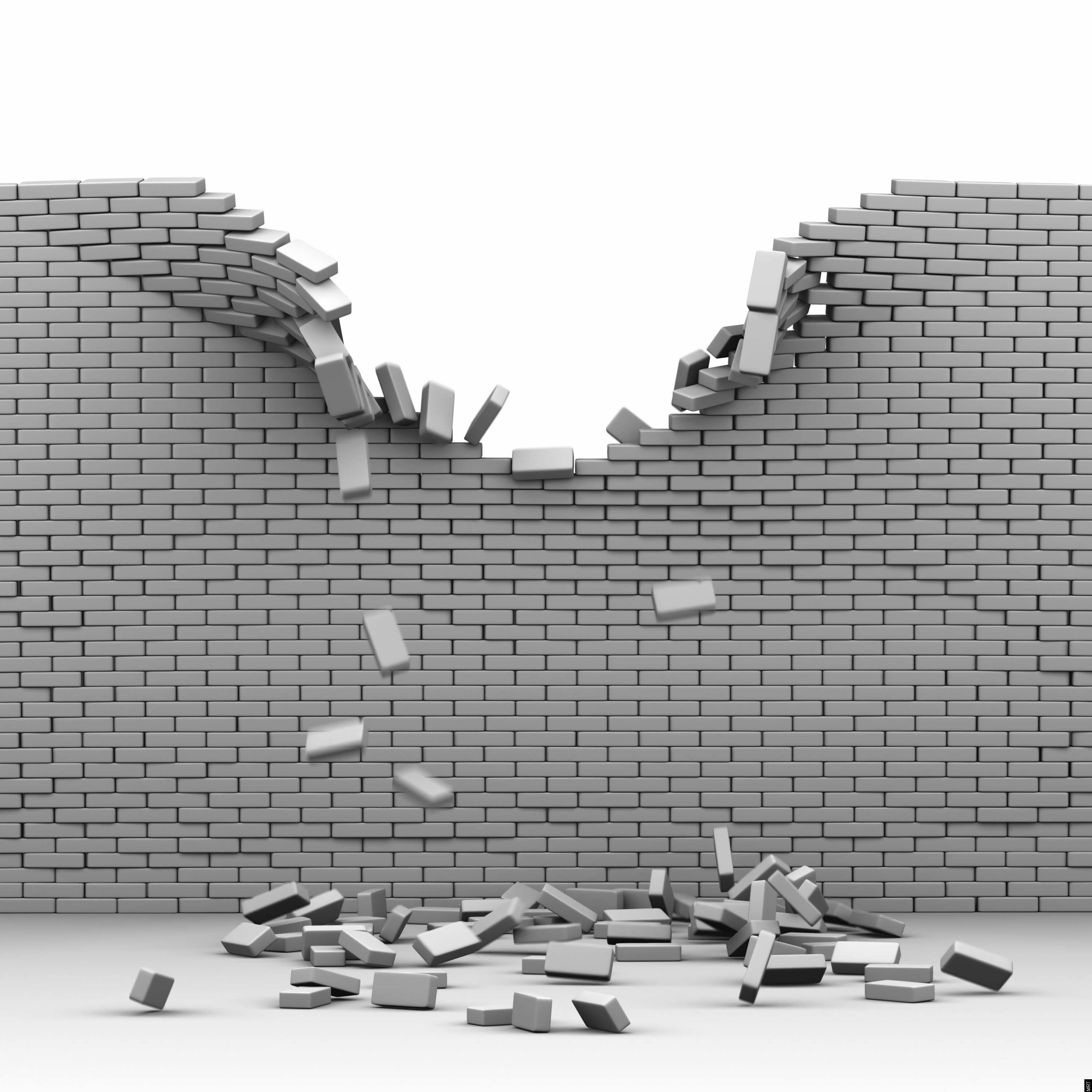 broken brick wall