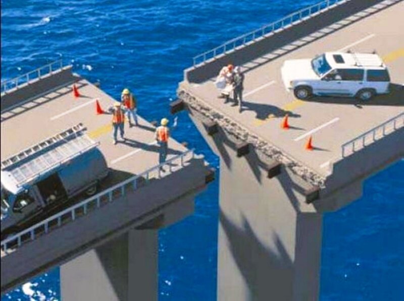 Broken Bridge over Ocean